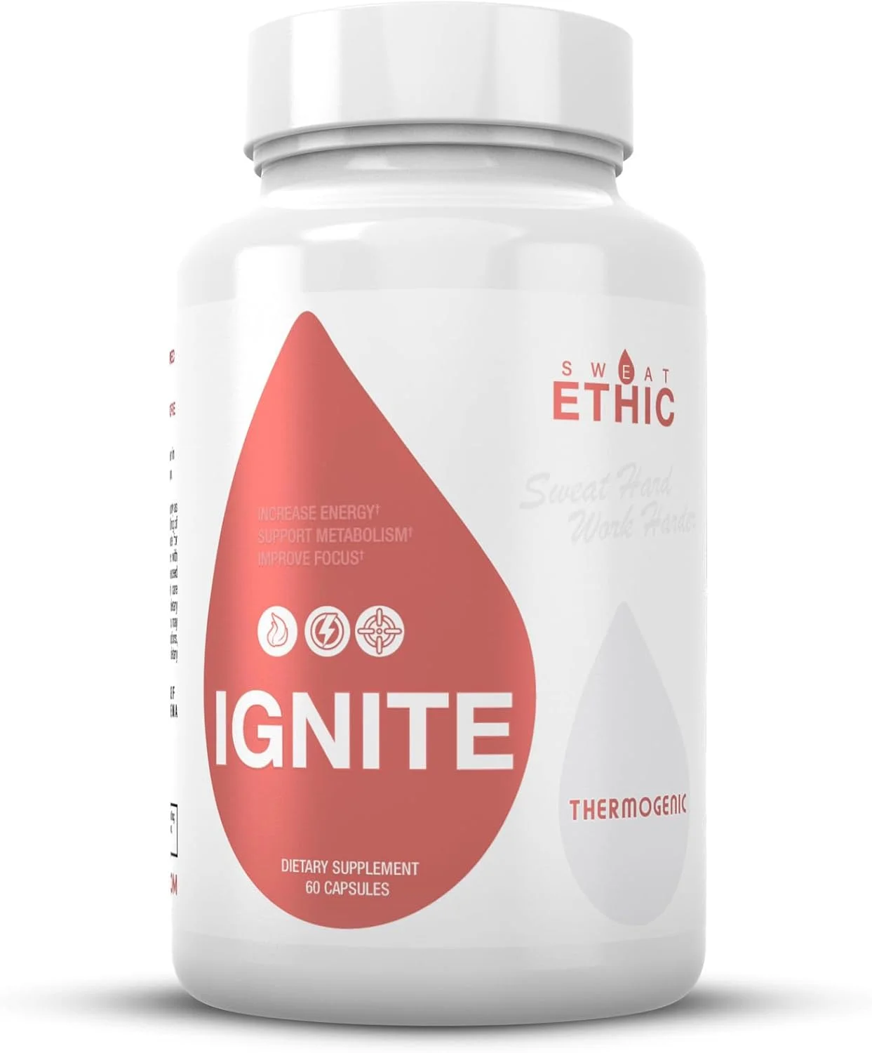 فرمول پشتیبانی ترموژنیک Sweat Ethic Ignite با Advantra Z، عصاره چای سبز و پوست یوهیمبه، انرژی روزانه، پشتیبانی از تمرکز برای سبک زندگی فعال، کپسول های آسان برای مصرف برای مردان و زنان، 60 عدد