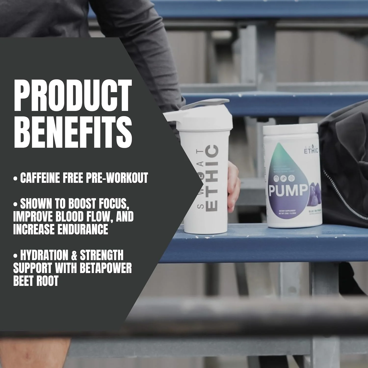 پودر مکمل قبل از تمرین پمپ Sweat Ethic، مکمل قبل از تمرین بدون کافئین با سیترولین مالات، بتا پاور، بتا آلانین، آملا، و آلفا GPC، مخلوط آسان، طعم لیموناد، 42 سروینگ