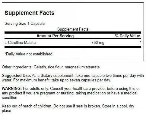 ال-سیترولین مالات Swanson - مکمل اسید آمینه برای افزایش تولید انرژی و گردش خون سالم - فرمول طبیعی برای حمایت از سلامت کلی - (60 کپسول، 750 میلی گرم در هر کپسول) (2 بسته)