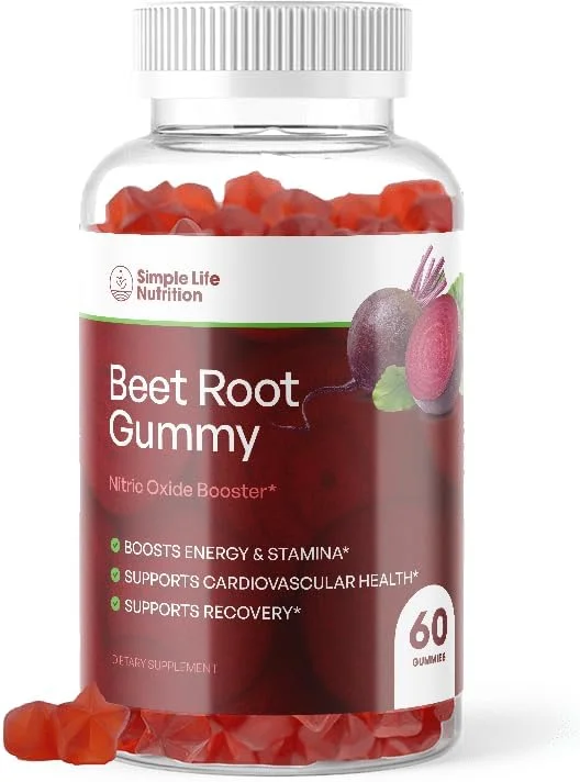 پاستیل ریشه چغندر ارگانیک - تقویت کننده اکسید نیتریک برای آقایان و بانوان - چغندر وگان بدون گلوتن و غیر تراریخته - 60 عدد