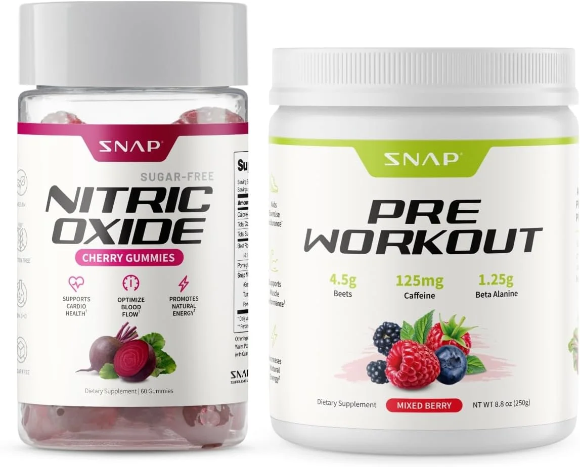 بسته مکمل اکسید نیتریک شامل پاستیل ریشه چغندر و پودر قبل از تمرین ریشه چغندر، 60 عدد پاستیل گیلاس + 30 سروینگ پودر میکس بری