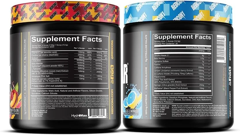 مجموعه پودر قبل از تمرین و پمپ REDCON1 - پودر قبل از تمرین Total War با طعم لیموناد آبی و پمپ با طعم آلو (30 سروینگ)