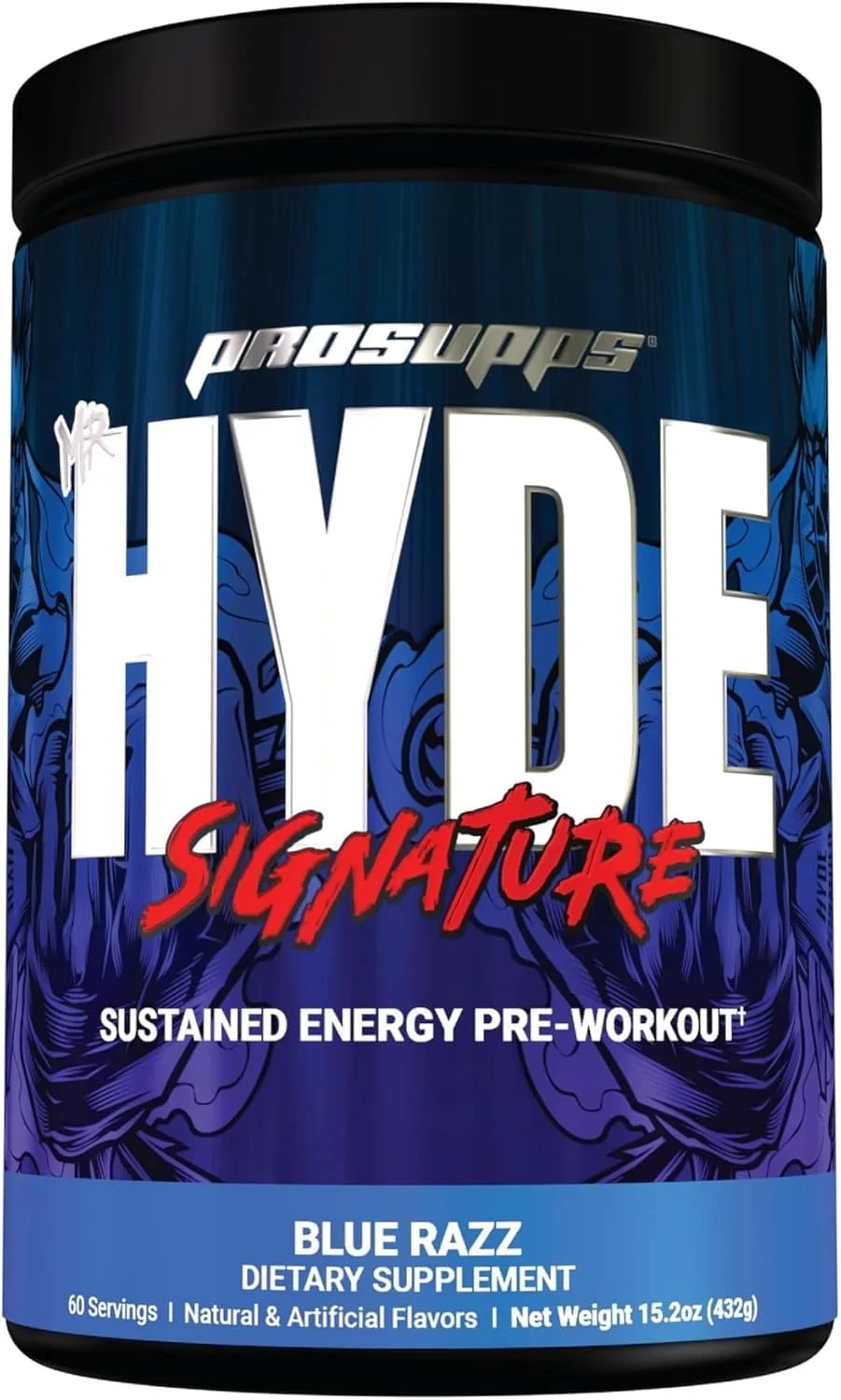 مکمل پیش از تمرین انرژی پایدار PROSUPPS Hyde Signature، بلورزبری - 60 سروینگ، و بسته کراتین 300