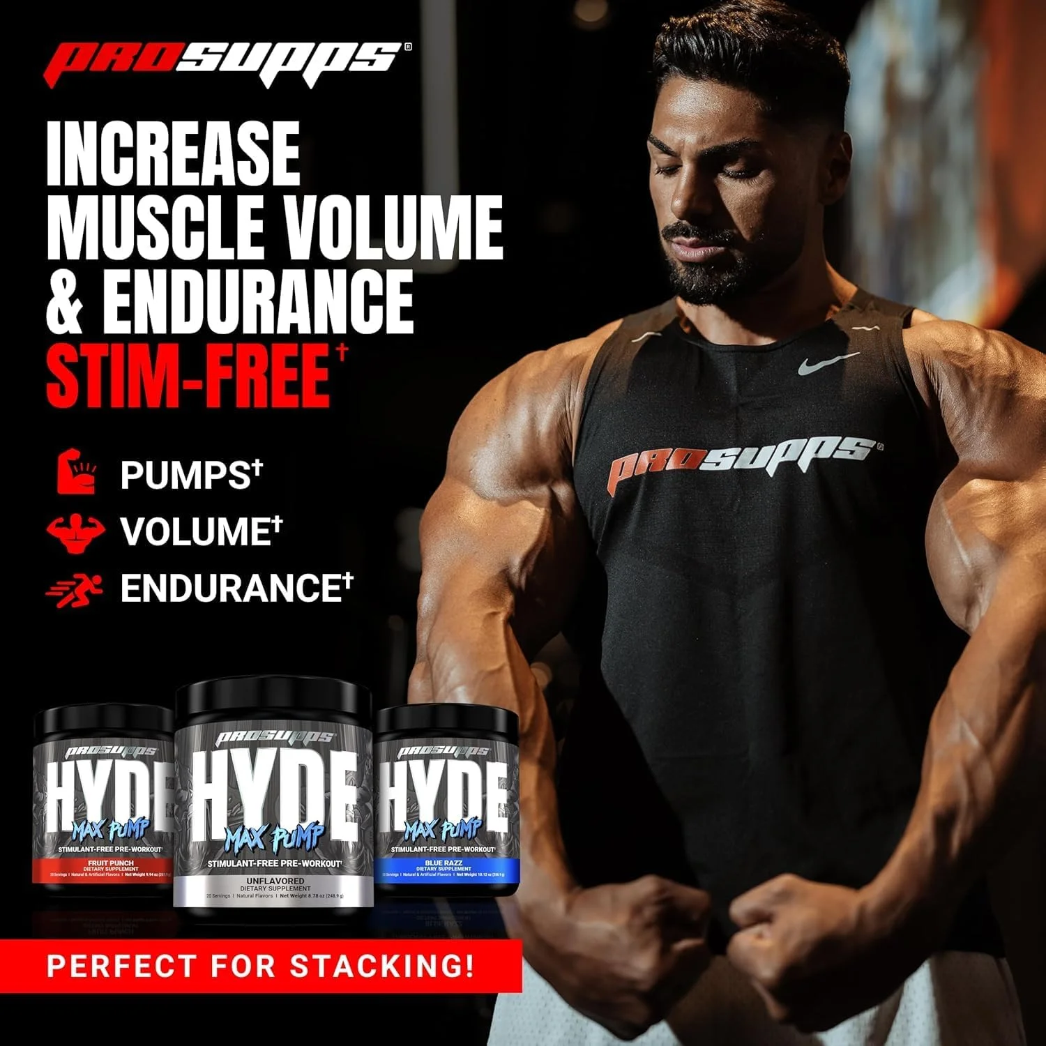 پمپ قبل از تمرین بدون محرک ProSupps Hyde Max Pump، بدون طعم و بسته 300 کراتین