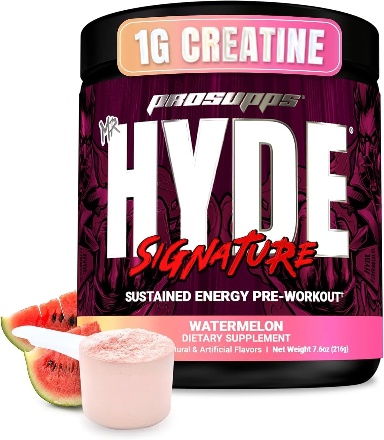 پودر مکمل قبل از تمرین PROSUPPS Mr. Hyde Signature با کراتین، بتا آلانین و کافئین - عملکرد، انرژی و استقامت - مکمل های ورزشی و باشگاهی تمیز برای مردان و زنان (هندوانه، 30 سروینگ)