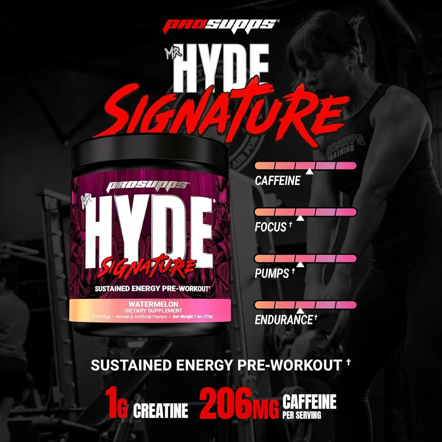 پودر مکمل قبل از تمرین PROSUPPS Mr. Hyde Signature با کراتین، بتا آلانین و کافئین - عملکرد، انرژی و استقامت - مکمل های ورزشی و باشگاهی تمیز برای مردان و زنان (هندوانه، 30 سروینگ)