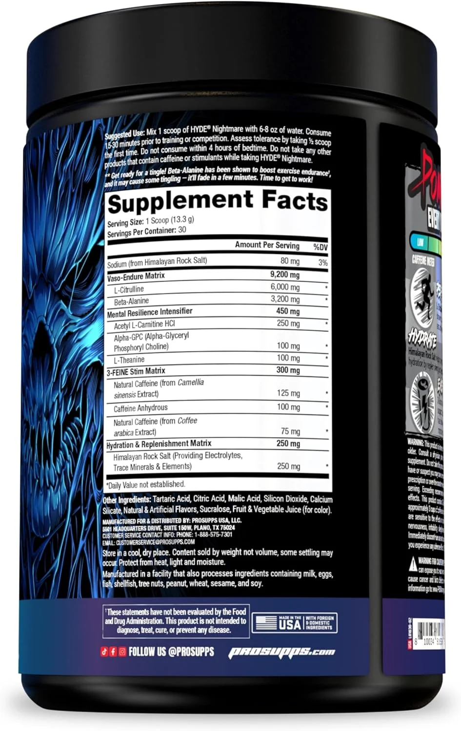 پکیج PROSUPPS Hyde Nightmare Intense Energy Pre-Workout، Black N' Berry و کراتین 300