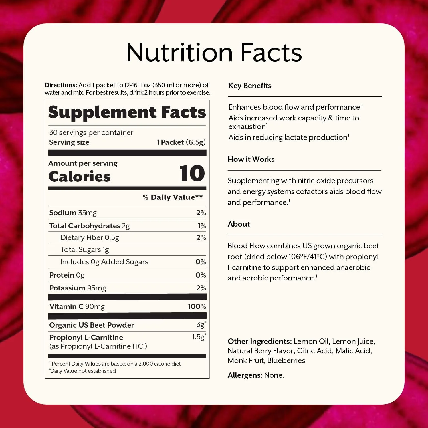 مکمل جریان خون پرومیکس نوتریشن - مکمل اکسید نیتریک با پودر ریشه چغندر ارگانیک ایالات متحده - پرس سرد، کم آبی در دمای پایین - 30 سروینگ