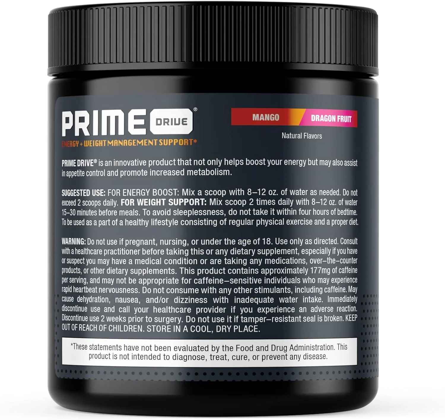 پودر نوشیدنی انرژی‌زای قبل از تمرین با طعم انبه و دراگون فروت، افزایش دهنده انرژی، تمرکز و شدت تمرین، تقویت متابولیسم (30 سروینگ)