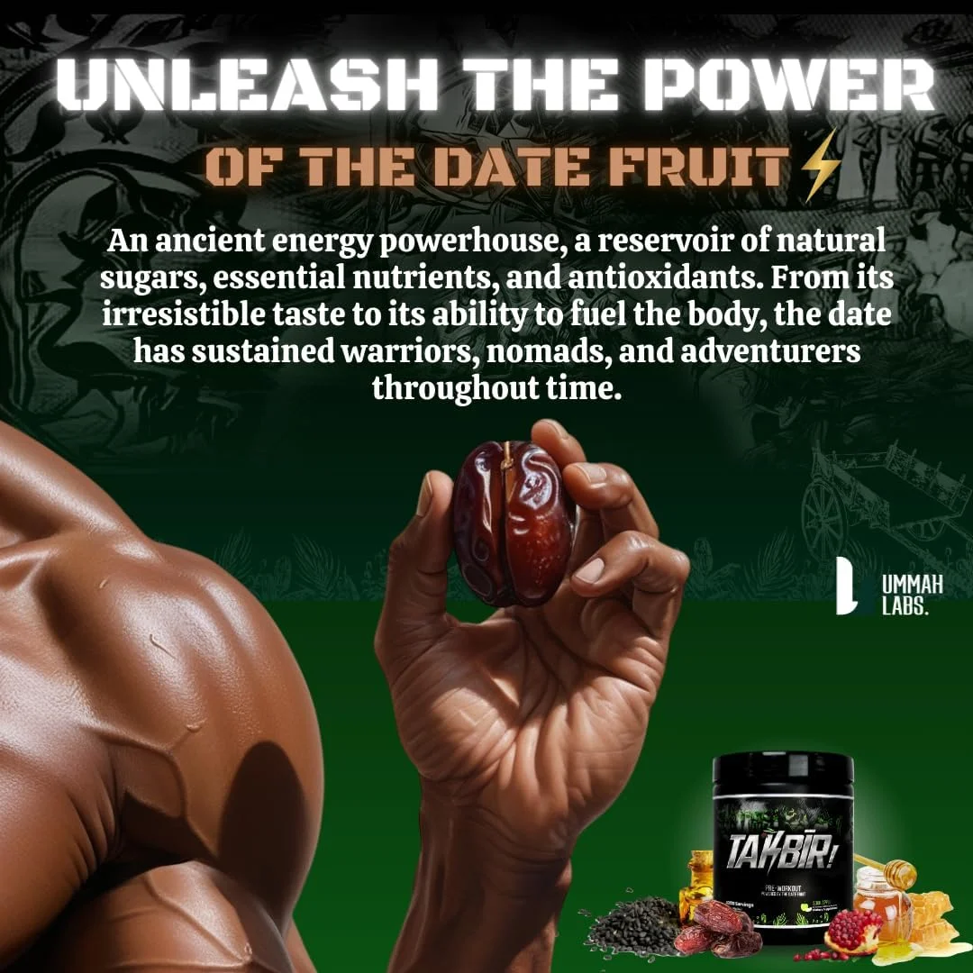 تکبیر! مکمل قبل از تمرین | با قدرت خرما | انار، عسل و سیاه دانه | انرژی طبیعی و پشتیبانی از عملکرد | مواد اولیه پاک | حلال (40/20 سروینگ، سیب ترش)