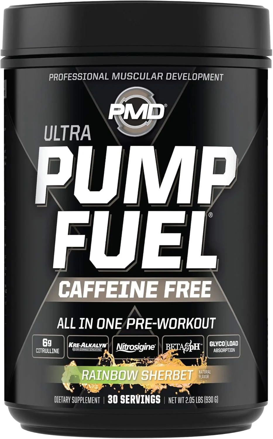 مکمل قبل از تمرین بدون کافئین PMD Sports Ultra Pump Fuel - طعم رنگین کمان (30 سروینگ) + چربی سوز ترموژنیک Sports Omega Cuts Elite (90 سافت ژل)