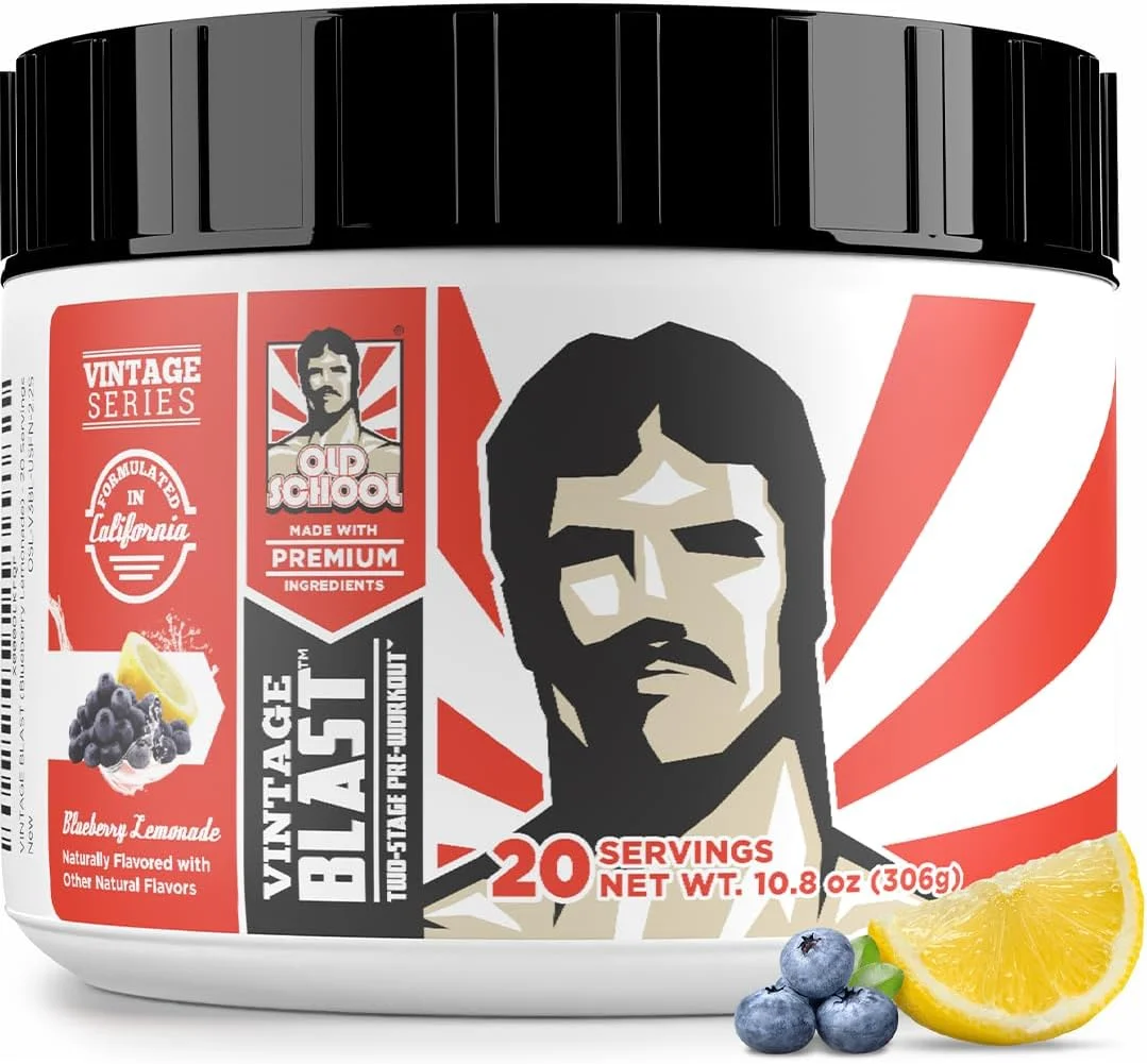 مکمل پیش از تمرین دو مرحله ای اولتیمیت Old School Labs برای انرژی انفجاری، پمپ های حجیم و تمرکز لیزری - پودر پیش از تمرین برای مردان و زنان - پودر پیش از تمرین با آمینو اسیدها - مواد طبیعی و 250 میلی گرم کافئین