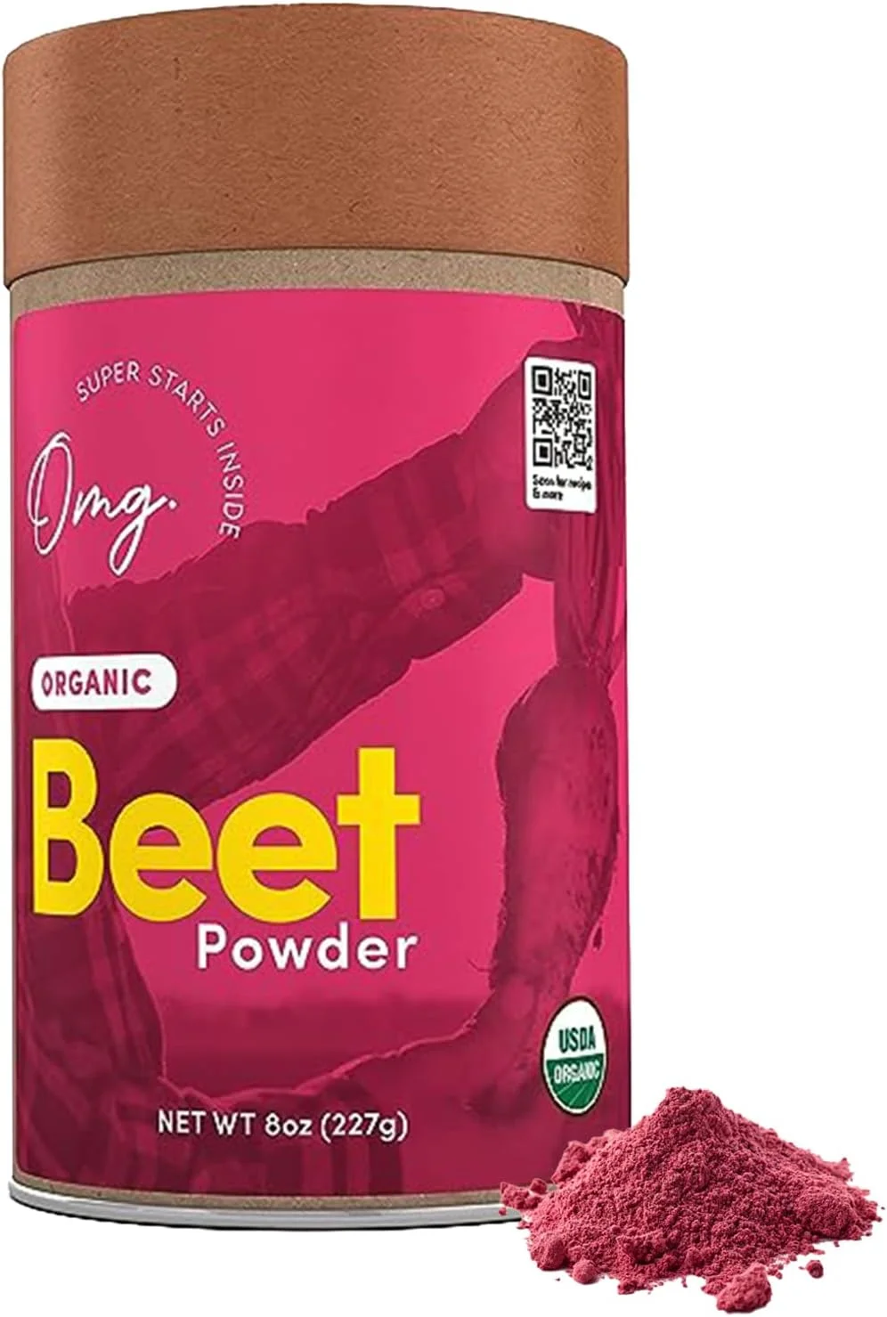 پودر ریشه چغندر ارگانیک سوپرفودز OMG - ۲۲۶ گرم، تقویت کننده نیتریک اکسید، شناخته شده برای افزایش استقامت و انرژی، بسته بندی با قابلیت باز و بسته شدن