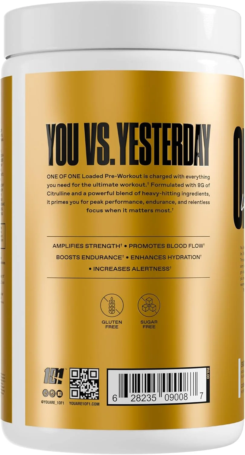 مکمل قبل از تمرین ONE OF ONE - انرژی، تمرکز و استقامت بالا با EndoFlo™، Genius Pure™ Alpha GPC، NeuroRush™، Dynamine®، بدون افت انرژی، بدون گلوتن - طعم Snow Cone