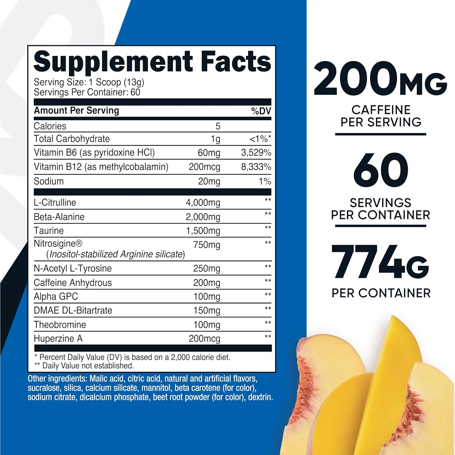 پودر کمپلکس قبل از تمرین نوتری‌کاست (۶۰ سروینگ، انبه هلو) - مکمل قبل از تمرین با بتا آلانین، تورین و آمینو اسیدها