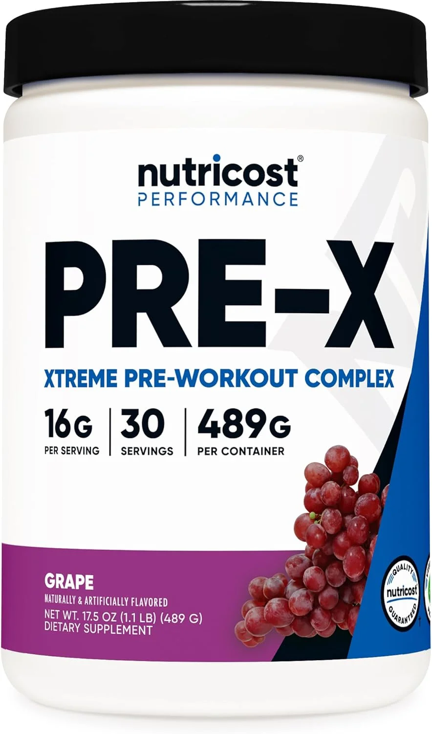 پودر مکمل پیش از تمرین نوتری‌کاست پری-ایکس، کمپلکس قوی، طعم انگور، 30 سروینگ، گیاهی، غیر تراریخته و بدون گلوتن