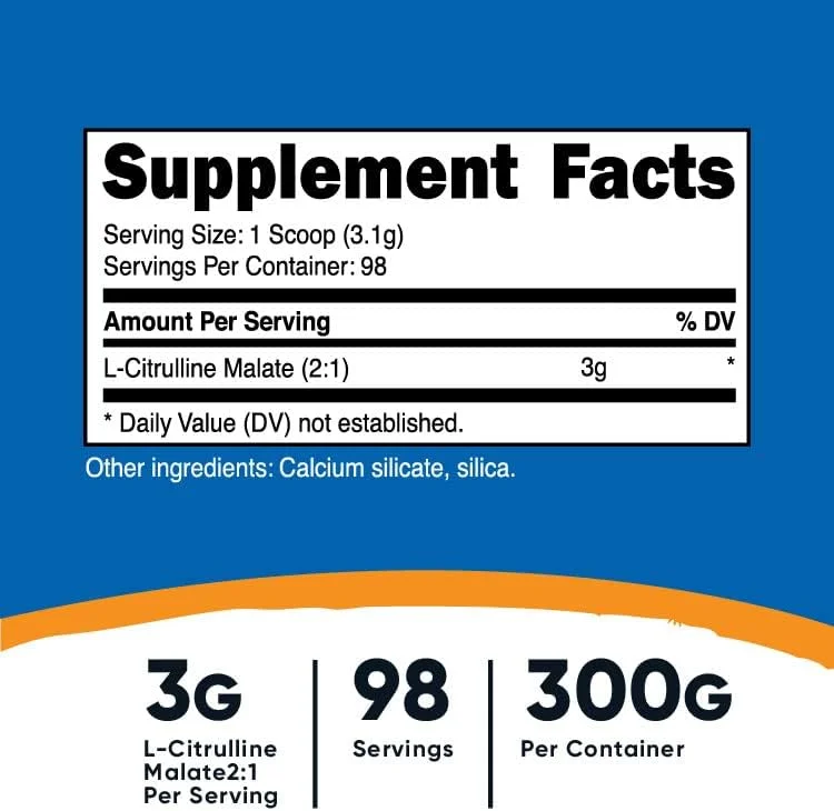 ناتریکوست ال-سیترولین مالات 300 گرم (2 بسته) - پودر خالص ال-سیترولین، 3000 میلی گرم در هر وعده - ال-سیترولین مالات
