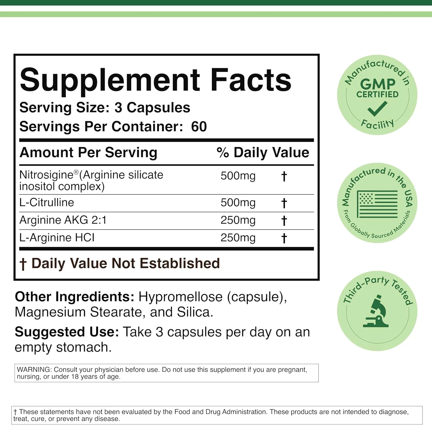 مکمل اکسید نیتریک (قبل از تمرین بدون محرک) - تقویت کننده اکسید نیتریک با نیتروسیژین، ال آرژنین و ال سیترولین (مطالعه بالینی برای افزایش جریان اکسید نیتریک No2) 180 کپسول توسط دابل وود