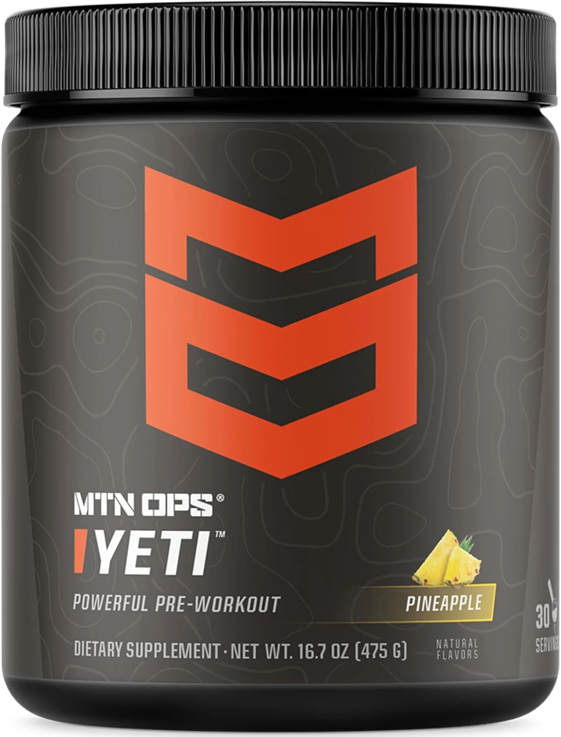 پودر انرژی زا قبل از تمرین MTN OPS Yeti با کراتین، 200 میلی گرم کافئین و BCAA با بتا آلانین، بسته 30 سروینگ، آناناس