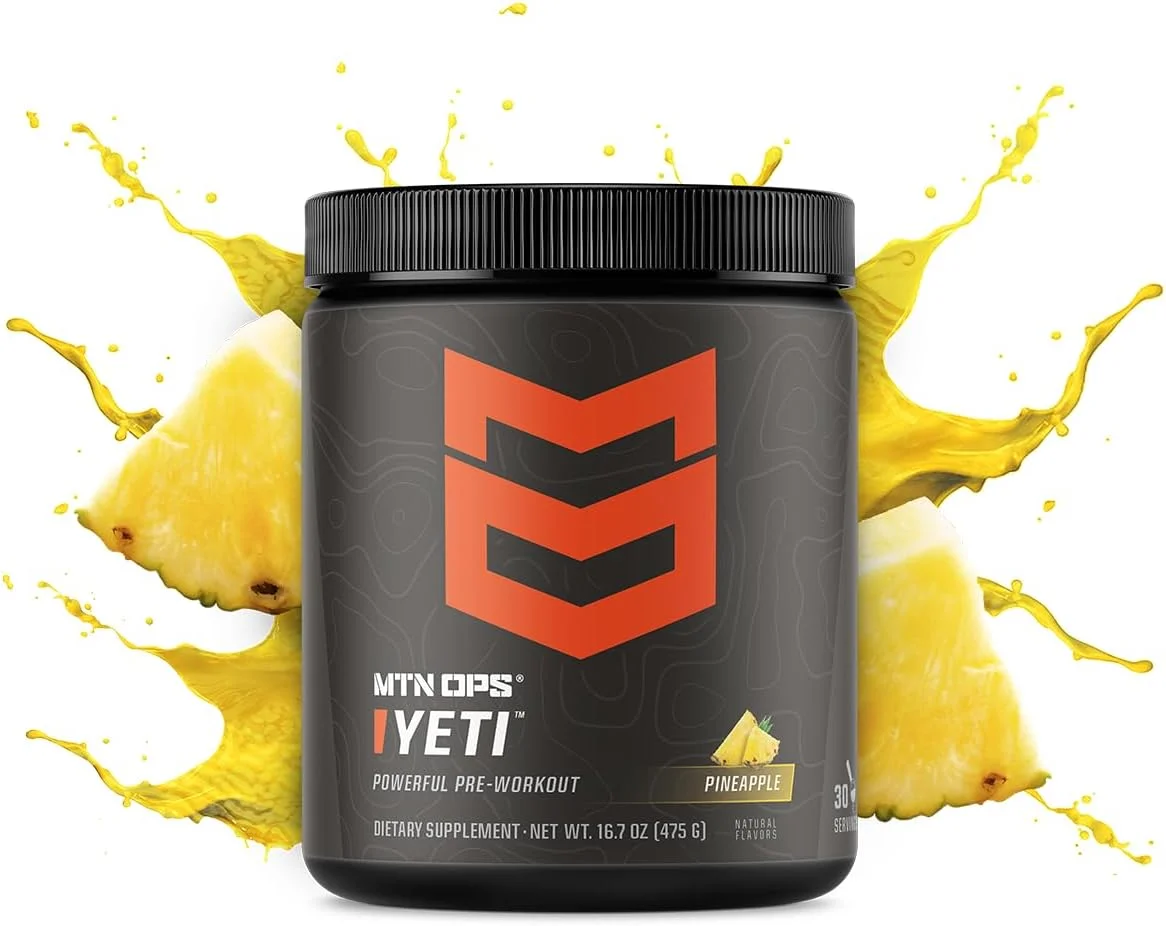 پودر انرژی زا قبل از تمرین MTN OPS Yeti با کراتین، 200 میلی گرم کافئین و BCAA با بتا آلانین، بسته 30 سروینگ، آناناس پودر انرژی زا قبل از تمرین MTN OPS Yeti با کراتین، 200 میلی گرم کافئین و BCAA با بتا آلانین، بسته 30 سروینگ، آناناس