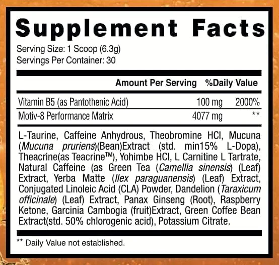 مکمل قبل از تمرین Motiv-8، بدون شکر، افزایش انرژی و تمرکز، بهبود تمرینات، تقویت خلق و خو (30 سروینگ، هندوانه)