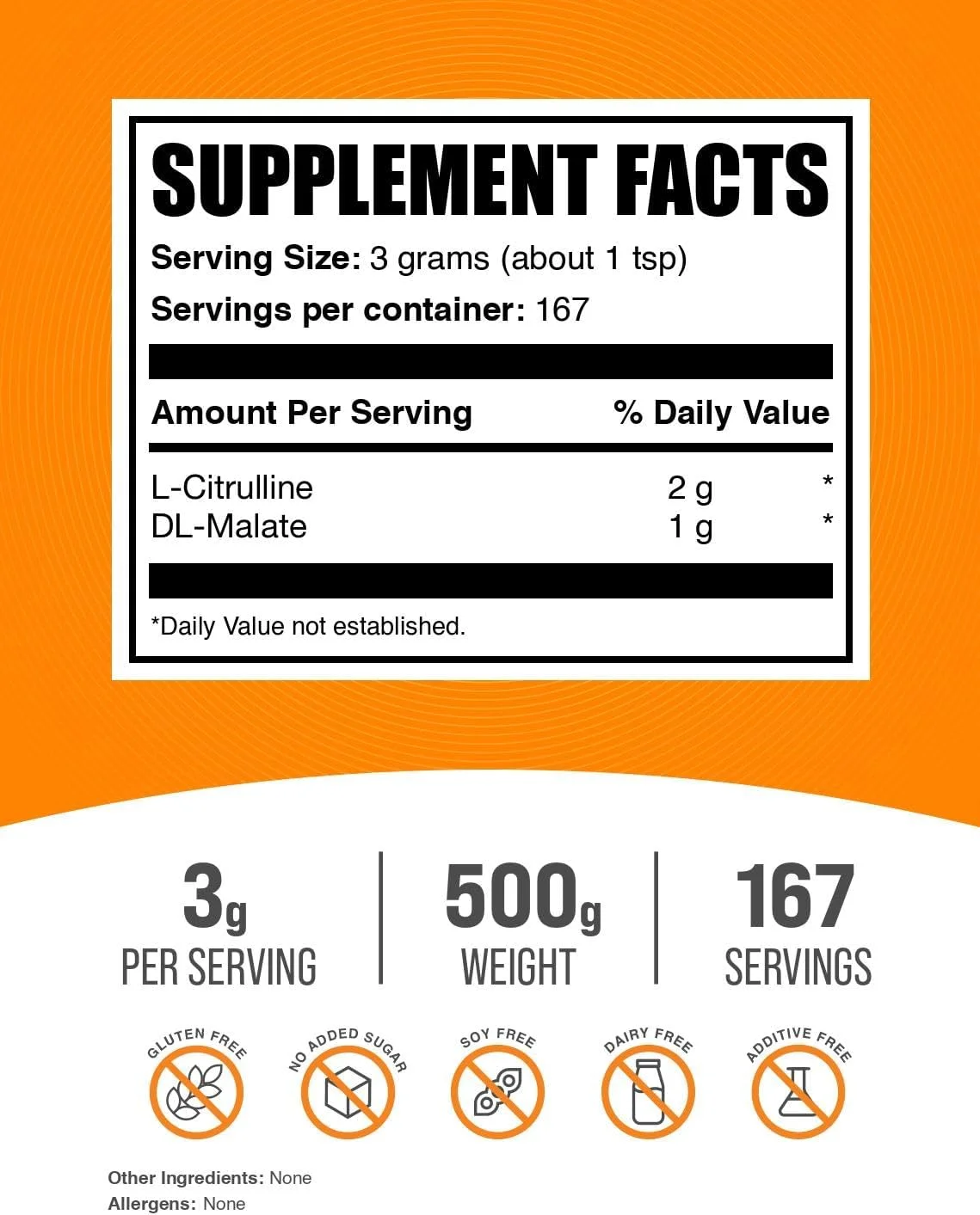 پودر ال-سیترولین مالات 2:1 BulkSupplements.com - تقویت اکسید نیتریک، مکمل سیترولین مالات - بدون طعم و بدون گلوتن - 3 گرم در هر وعده، 500 گرم (1.1 پوند) (بسته 1 عددی)