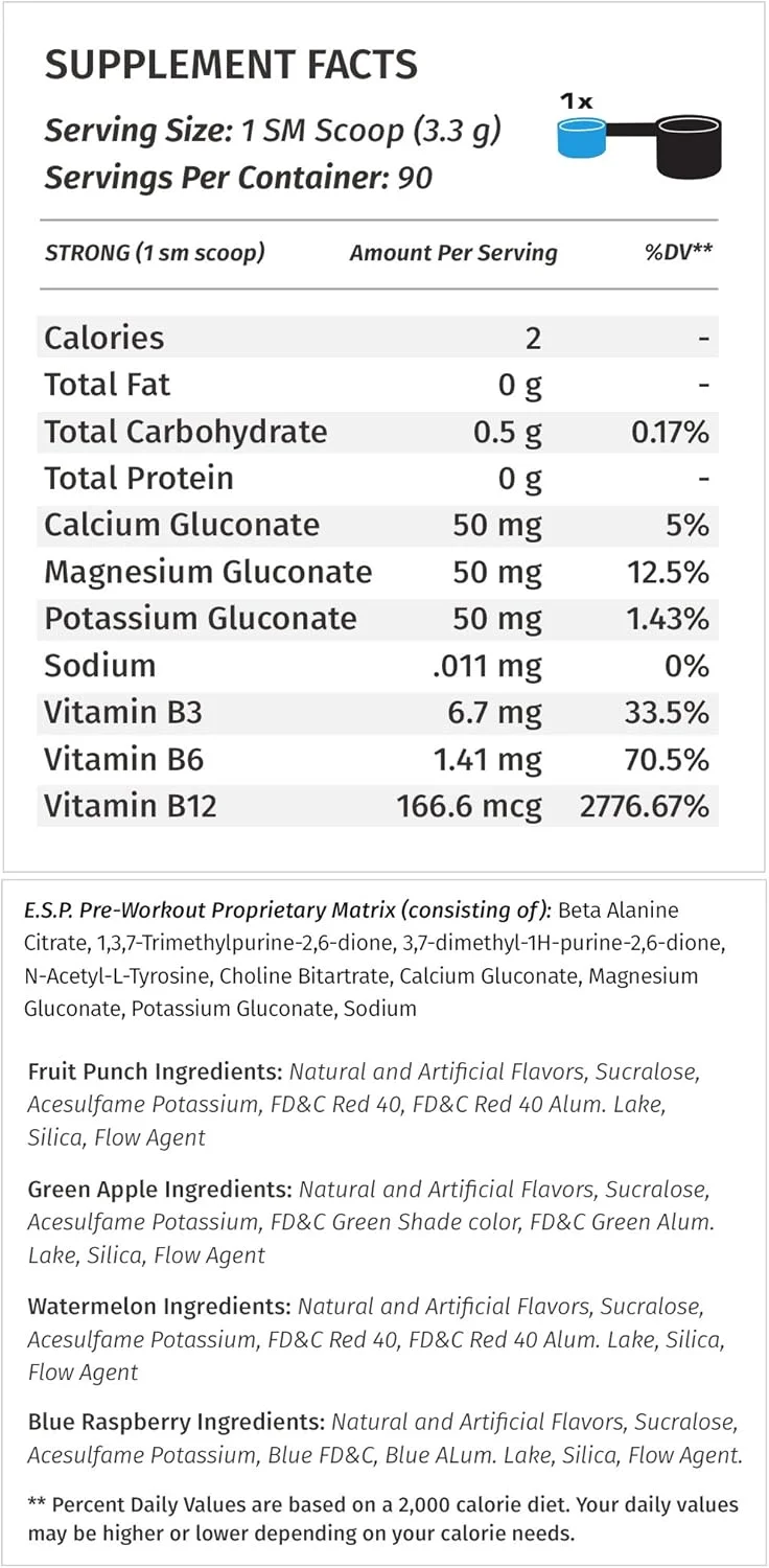 متابولیک نوتریشن - ای اس پی - مکمل قبل از تمرین محرک، مکمل قبل و حین تمرین، انرژی و استقامت محرک، طبیعی و ایمن، انرژی بالا، تمرکز ذهنی، سیب سبز، 300 گرم (90 سروینگ)
