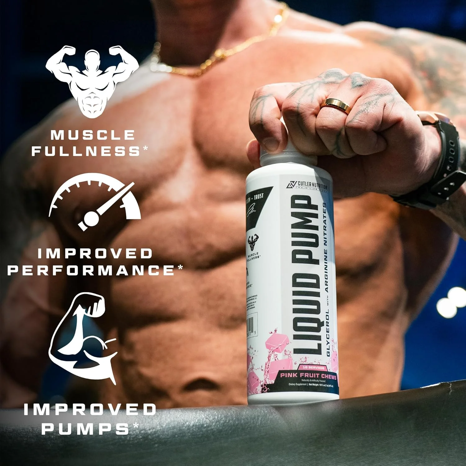 پمپ مایع - گلیسرول و نیترات آرژنین برای پمپ بهینه، مکمل قبل از تمرین مایع، بدون کافئین، بدون محرک، برای انرژی، عملکرد و تقویت کننده اکسید نیتریک | طعم آدامس میوه ای صورتی