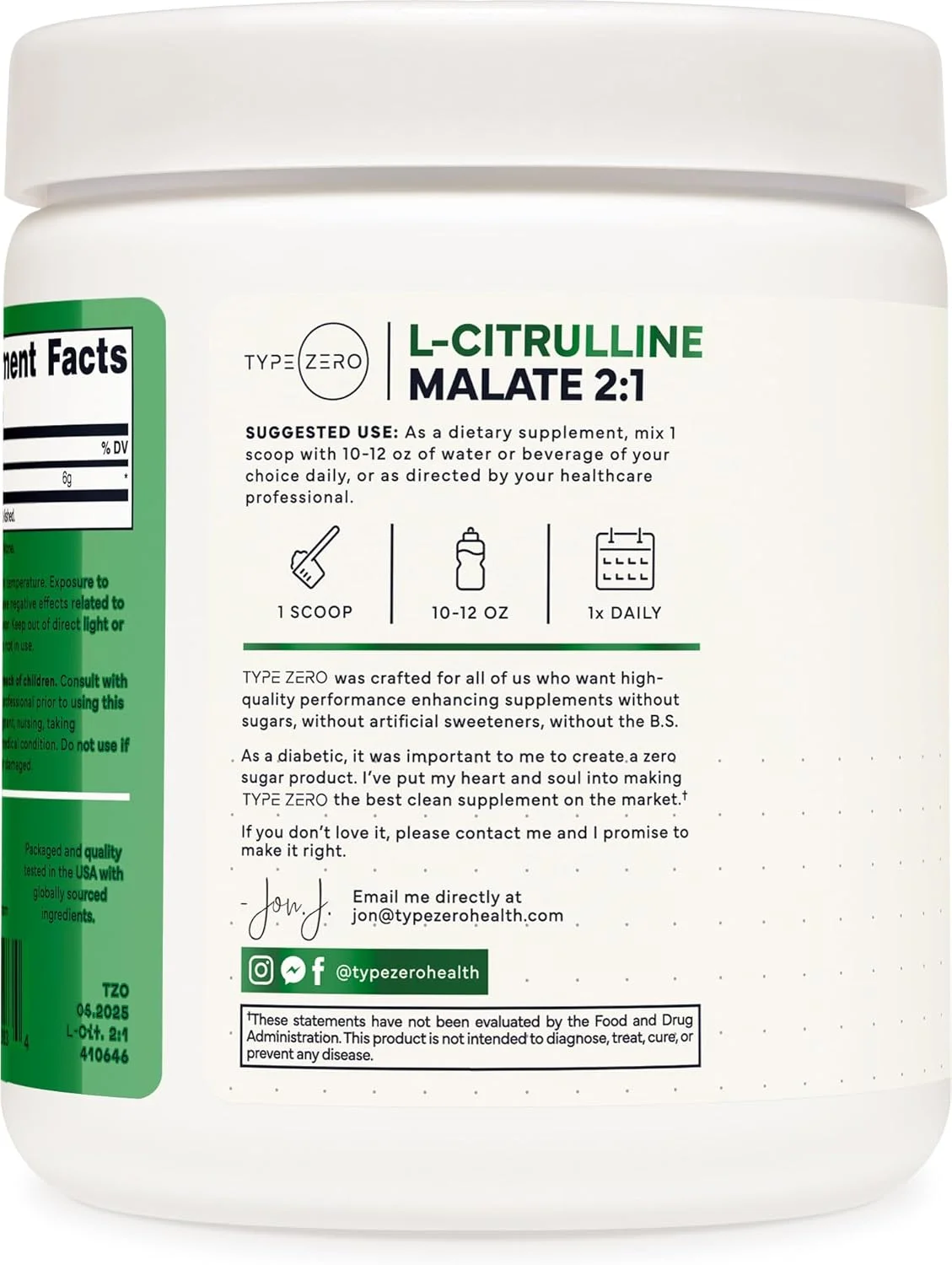 پودر ال-سیترولین مالات نوع صفر 2:1 6X (300 گرم | 6000 میلی گرم در هر وعده | بدون طعم) ال سیترولین فوق العاده تمیز، تقویت کننده نیتریک اکسید، مکمل قبل از تمرین - گشادکننده عروق اکسید نیتروژن