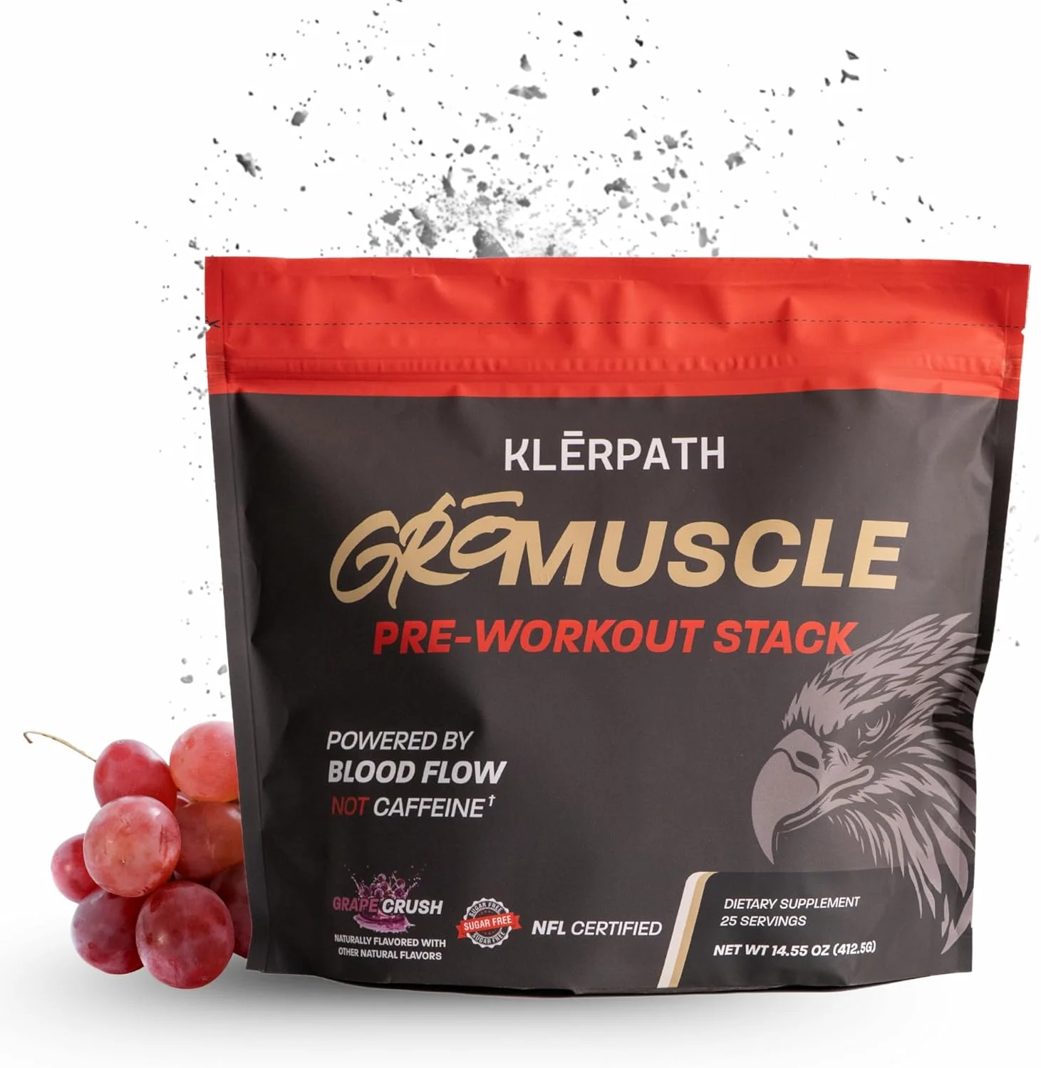 مکمل قبل از تمرین عضلانی گرو - وگان، غیر تراریخته، بدون آلرژن و گلوتن - طعم انگور، 25 سروینگ