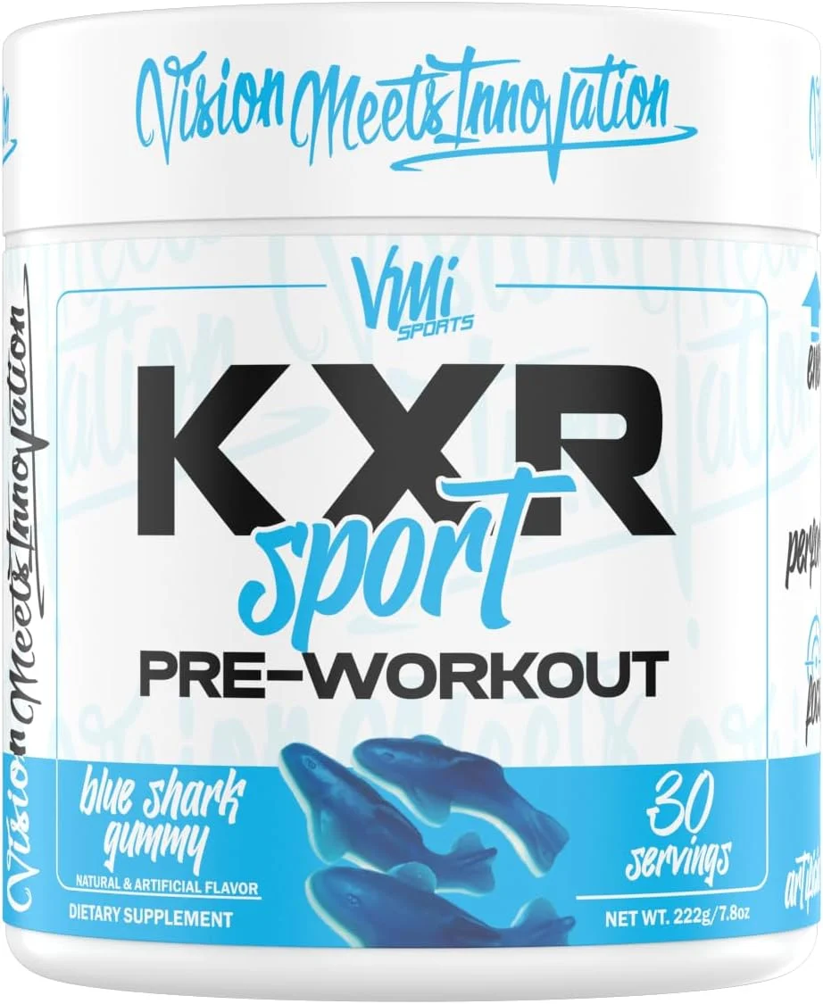 پودر مکمل ورزشی قبل از تمرین KXR Sport | انرژی - عملکرد - تمرکز و پمپاژ | فرمول جذب حداکثری | طعم عالی برای آقایان و بانوان | 30 سروینگ (30 سروینگ، پاستیل کوسه آبی)