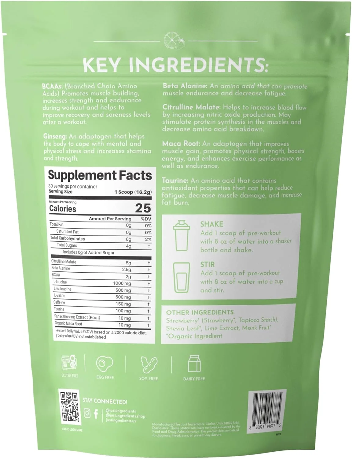 مکمل قبل از تمرین با طعم توت فرنگی لیمویی | 30 سروینگ | 150 میلی گرم کافئین در هر سروینگ | تهیه شده با مواد اولیه واقعی | بدون گلوتن | بدون شیرین کننده های مصنوعی، رنگ و مواد نگهدارنده | پشتیبانی از انرژی و ریکاوری