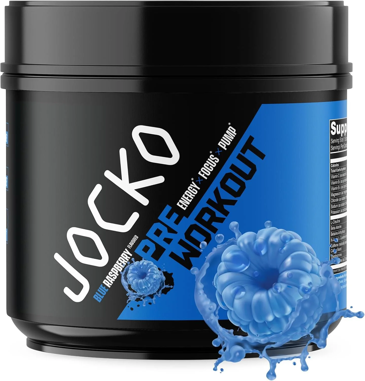 پودر مکمل قبل از تمرین Jocko Fuel Ultimate - نوشیدنی پودری انرژی قبل از تمرین برای آقایان و بانوان - ترکیب نوتروپیک بدون قند با محرک بالا برای حمایت از پمپ عضلانی، انرژی و ریکاوری 200 میلی گرم کافئین طعم تمشک آبی