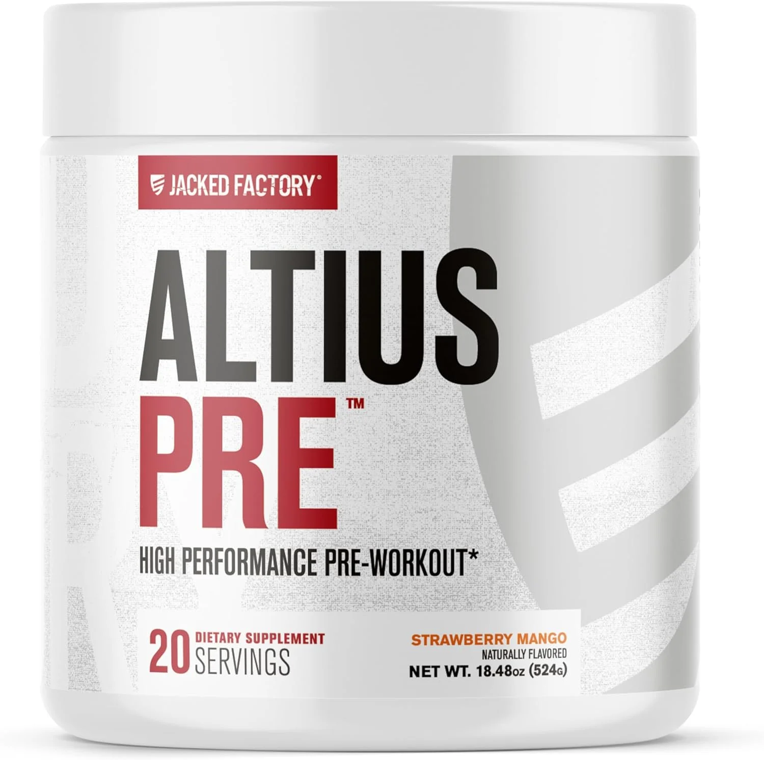 پودر مکمل ورزشی قبل تمرین جکت فکتوری Altius - مکمل قبل از تمرین با عملکرد بالا با ال-سیترولین، کراتین مونوهیدرات، بتا آلانین، آلفا GPC و PurCaf برای قدرت و انرژی - 20 سروینگ، انبه توت فرنگی