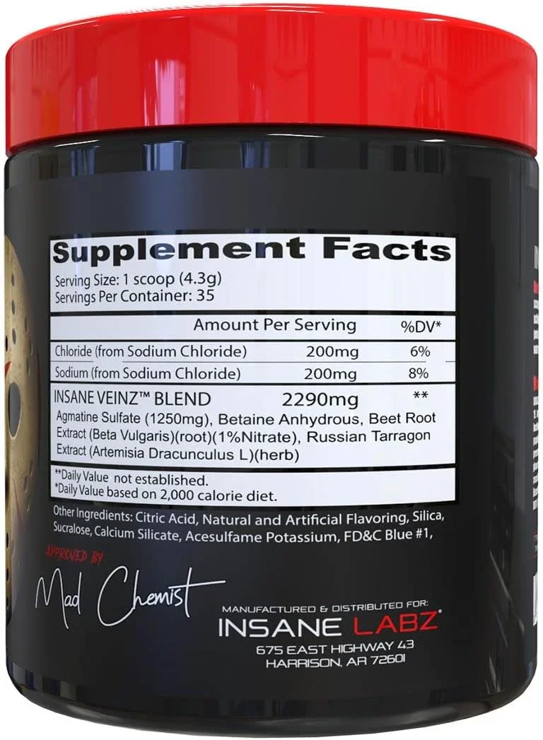 پودر افزایش دهنده نیتریک اکسید بدون محرک Insane Labz Insane Veinz، حاوی سولفات آگماتین و بتائین بی آب، افزایش عروق خونی، 35 سروینگ، انگور پودر افزایش دهنده نیتریک اکسید بدون محرک Insane Labz Insane Veinz، حاوی سولفات آگماتین و بتائین بی آب، افزایش عروق خونی، 35 سروینگ، انگور