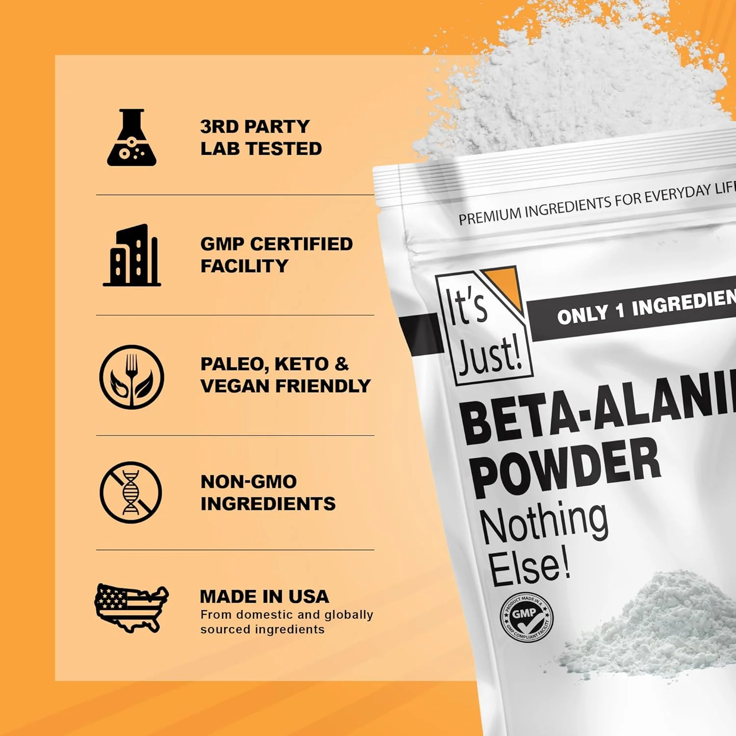 پودر بتا آلانین، مکمل قبل از تمرین، 250 گرم، بدون طعم، 3000 میلی گرم در هر وعده (250 گرم / 83 وعده)