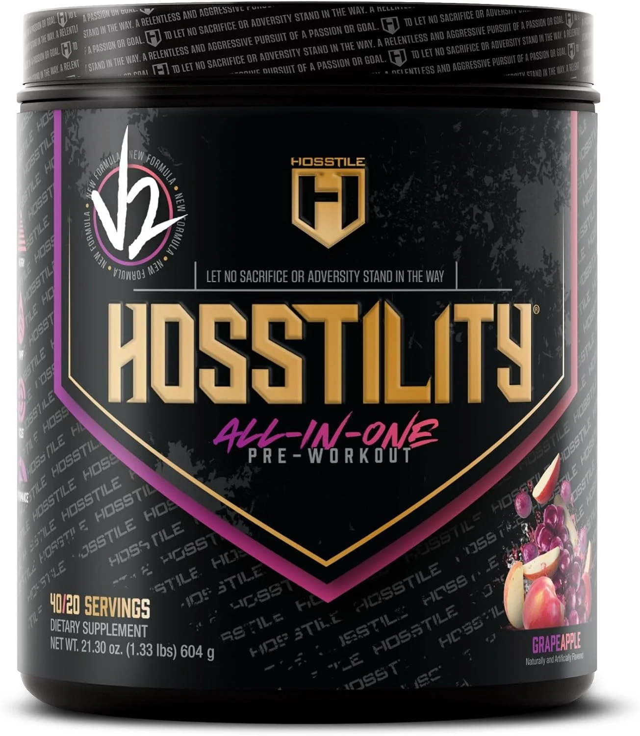 پودر مکمل قبل از تمرین هاسستایل هاستیلیتی V2، پودر قبل از تمرین همه کاره برای مردان و زنان، افزایش پمپ عضلانی، افزایش انرژی، تقویت قدرت، افزایش تمرکز، انگور سیب، 40 سروینگ