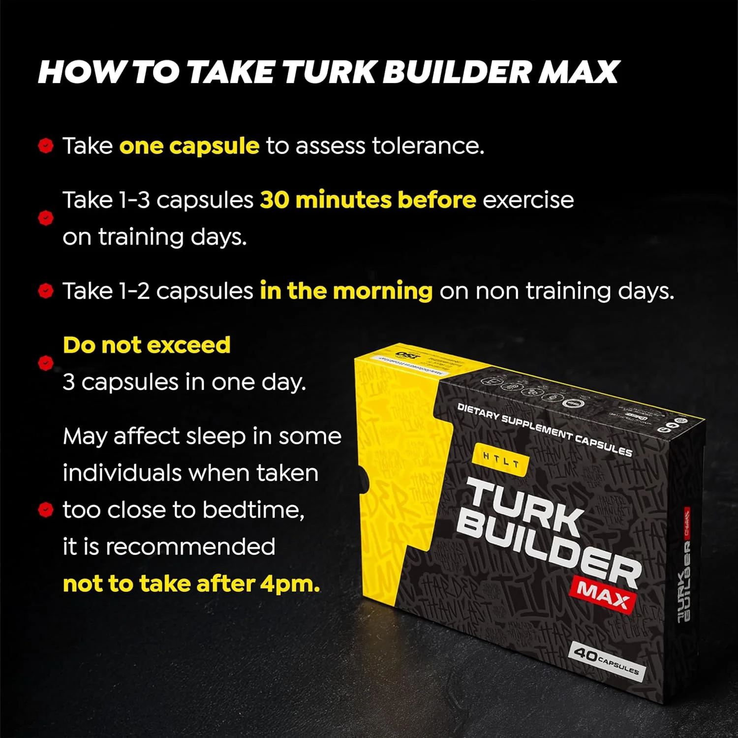 HTLT Turk Builder MAX، مکمل غذایی، 40 کپسول، بسته بندی بلیستر