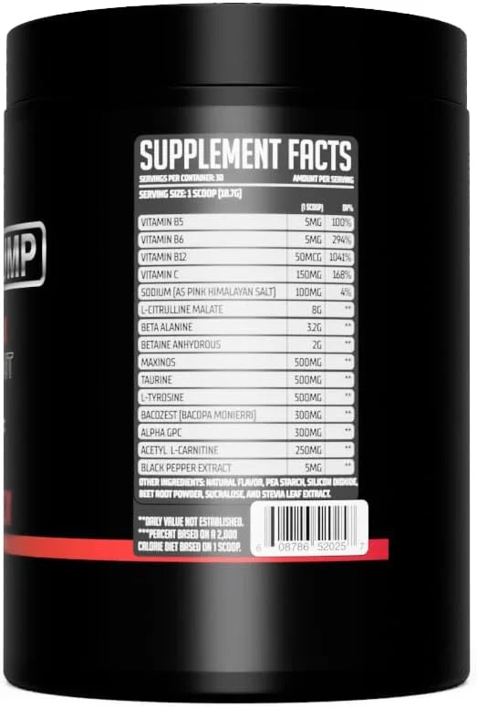 مکمل پیش از تمرین بدون محرک GMU SPORT Clean Pump، 8 گرم سیترولین، 300 میلی گرم آلفا GPC - مکمل پیش از تمرین طبیعی برای آقایان و بانوان - پیش از تمرین بدون محرک با انرژی آمینو و استقامت، 30 سروینگ، پانچ میوه