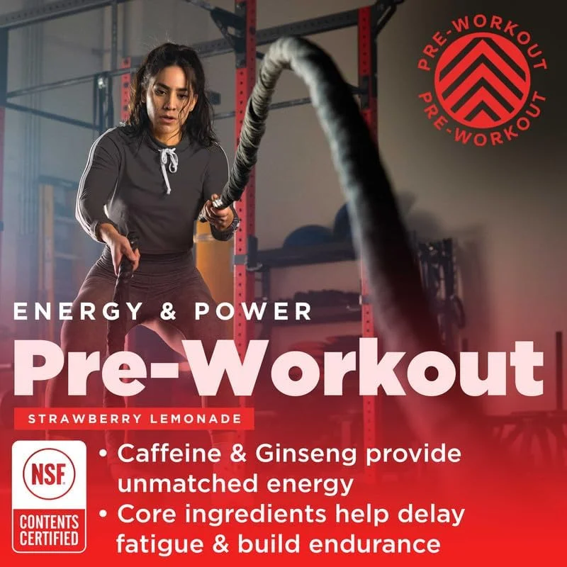 مکمل قبل از تمرین با طعم لیموناد توت فرنگی (420 گرم) و مکمل BCAA با طعم پانچ میوه (300 گرم)