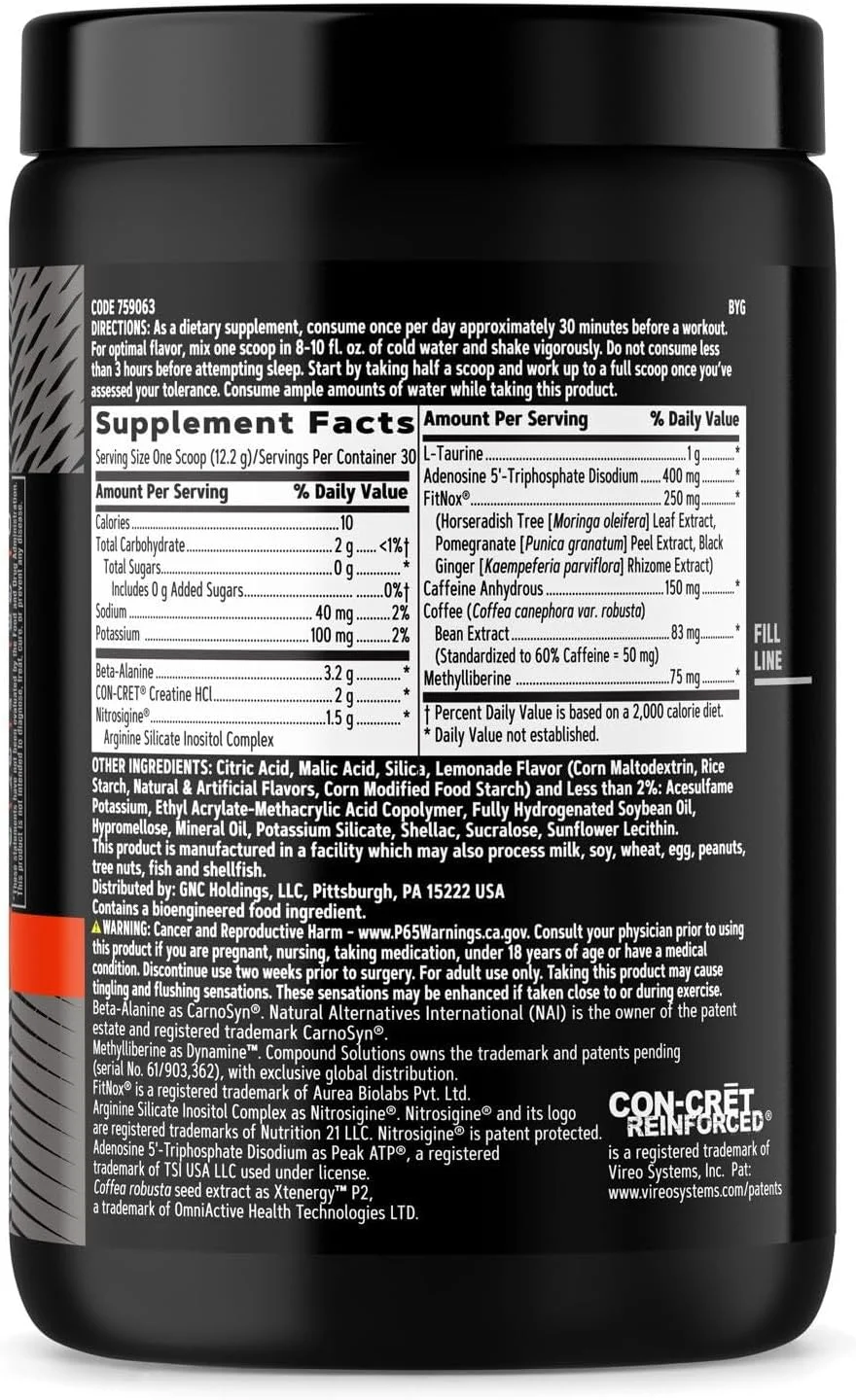 مکمل پیش از تمرین چند منظوره GNC AMP Tri-Phase - طعم لیموناد (30 سروینگ)