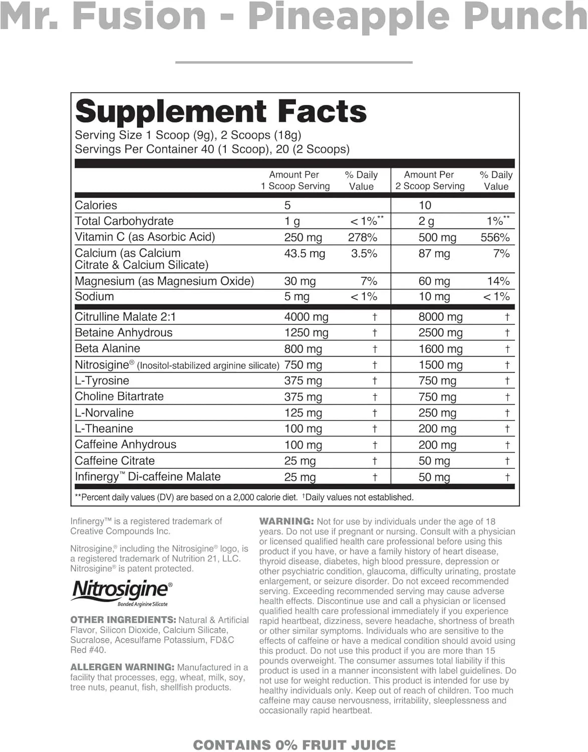 مکمل قبل از تمرین نوتریثوری Mr.Fusion، پانچ آناناس، 40 سروینگ - تمرکز و پمپ شدید، تقویت کننده نیتریک اکسید، بدون افت ناگهانی - پودر انرژی قدرتمند برای افزایش قدرت و دستاوردها