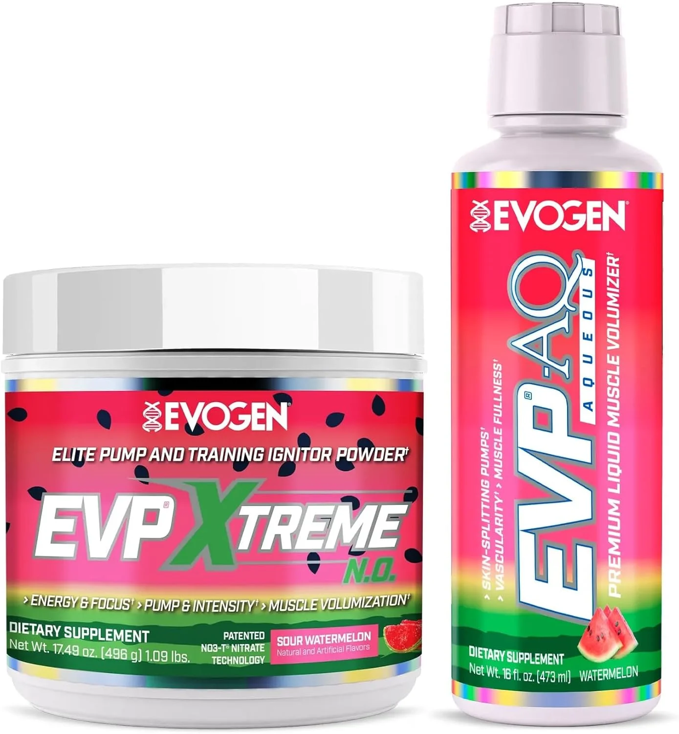 مجموعه اووژن EVP Xtreme NO + EVP AQ - پودر قبل از تمرین و حجم دهنده گلیسیرین مایع برای آقایان و بانوان | پمپ شدید، انرژی، هیدراتاسیون و عروق