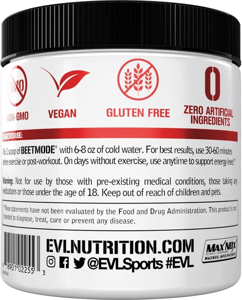 پودر ریشه چغندر Evlution Nutrition BeetMode - تقویت کننده اکسید نیتریک - طعم گیلاس سیاه - مکمل قبل یا بعد از تمرین برای افزایش انرژی و عملکرد - وگان و بدون گلوتن - 30 سروینگ