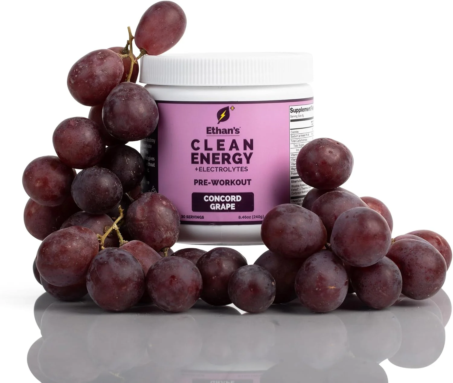 مخلوط نوشیدنی قبل از تمرین و هیدراتاسیون ایتان | کافئین گیاهی، الکترولیت ها، ویتامین های B - انگور کنکورد