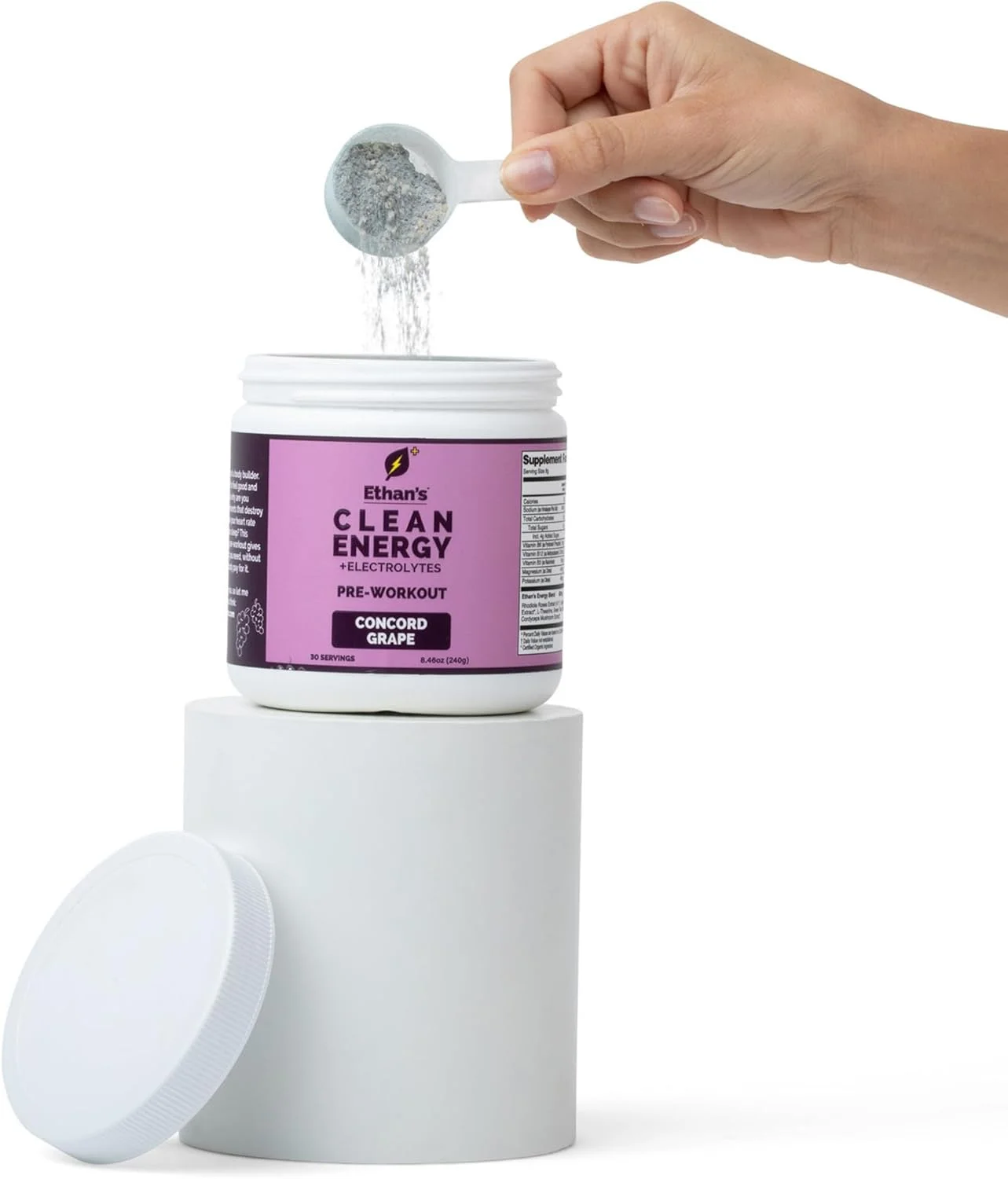 مخلوط نوشیدنی قبل از تمرین و هیدراتاسیون ایتان | کافئین گیاهی، الکترولیت ها، ویتامین های B - انگور کنکورد