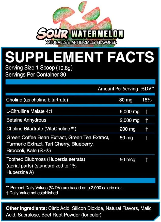 مکمل پیش از تمرین بدون محرک ای فلو نوتریشن انفلیت - پودر پیش از تمرین پمپ و تمرکز نوتراپیک برای افزایش تمرکز برای مردان و زنان - هندوانه ترش (30 سروینگ)