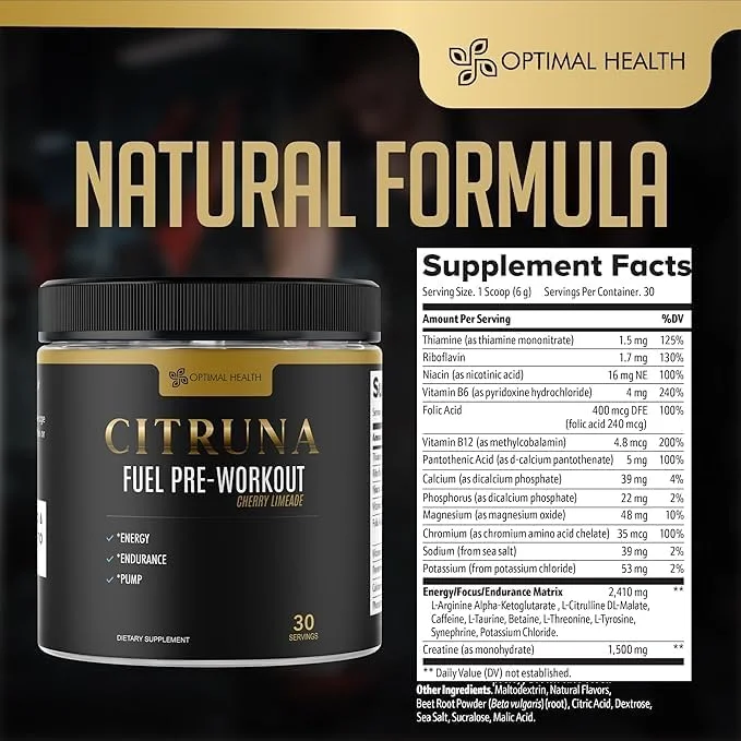 مخلوط مکمل انرژی و قبل از تمرین، نوشیدنی بدون شکر با ویتامین های B-Complex برای افزایش قدرت، تقویت تمرکز و افزایش استقامت - 30 سروینگ، طعم لیموناد گیلاس