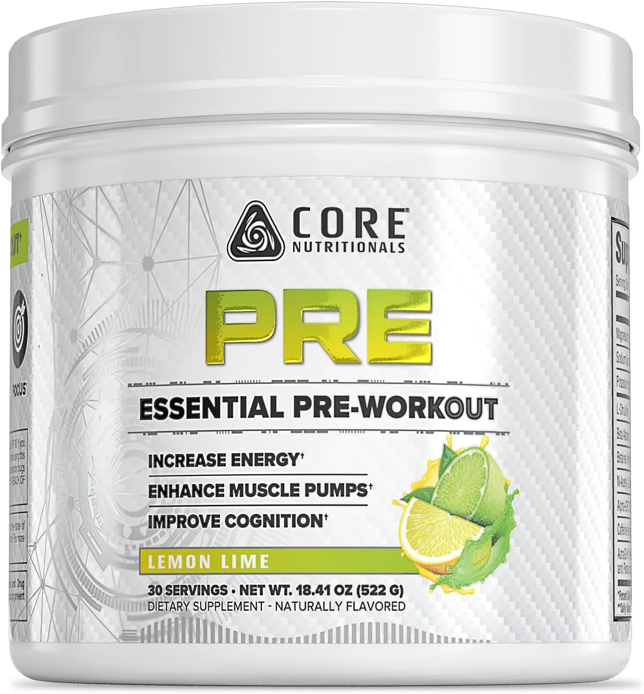 مکمل پیش تمرینی اسنشیال کور نوتریشنال | برای انرژی و پمپ عضلانی | ال-سیترولین و بتا آلانین | 200 میلی گرم کافئین | 30 سروینگ (لیمو ترش)