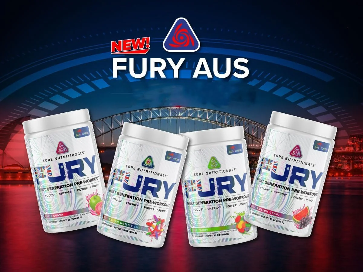 مکمل پیش از تمرین Core Nutritionals Fury Platinum با 375 میلی گرم کافئین، 5 گرم کراتین مونوهیدرات، 6 گرم ال-سیترولین برای حداکثر پمپ، قدرت، تمرکز و انرژی، 20 سروینگ، (آب نبات سیب سبز)